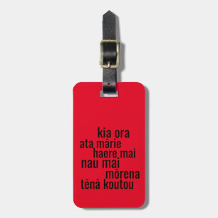 NZ MĀORI LANGUAGE AOTEAROA NEW ZEALAND KIWI RED LUGGAGE TAG