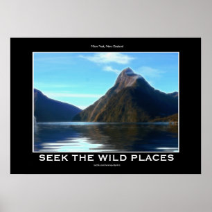 NZ Mitre Peak Scenic Motivational Art Poster