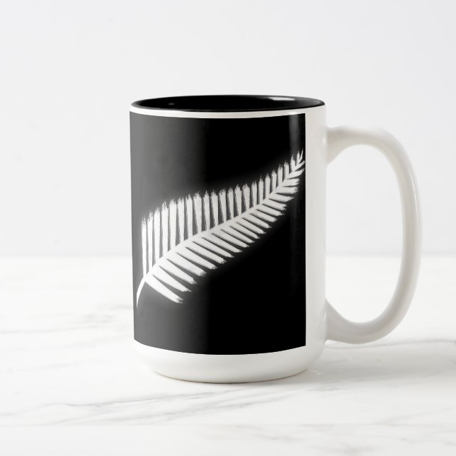 NZ Silver Fern National Emblem Patriotic Gift Two-Tone Coffee Mug (Right)
