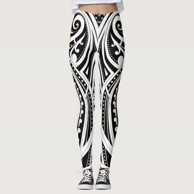 NZKULTURE trainer leggings unique Māori design  (Front)