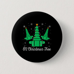 O2 Christmas Tree Respiratory Therapist Xmas Light 6 Cm Round Badge