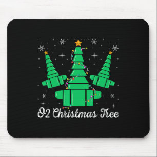 O2 Christmas Tree Respiratory Therapist Xmas Light Mouse Pad