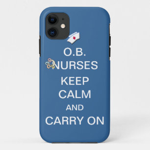 O.B. Nurses Keep Calm+Rattle /Summer Sky Blue iPhone 11 Case