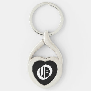 "O" Black Heart Keychain