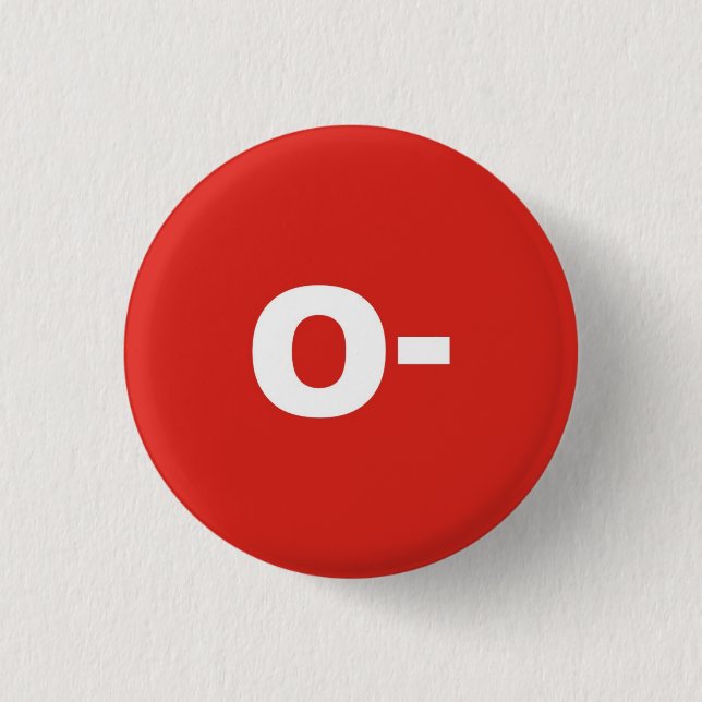 O- Blood Type / Group Rh (Rhesus) Negative Badge (Front)