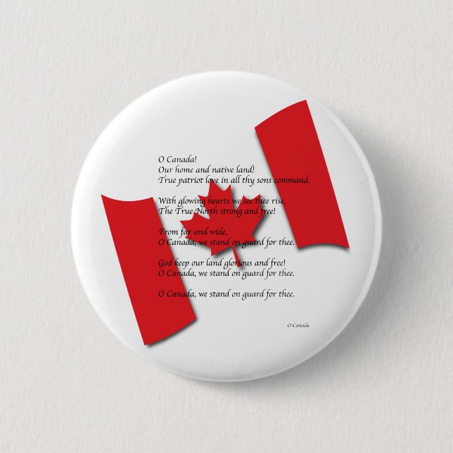 O Canada 6 Cm Round Badge (Front)
