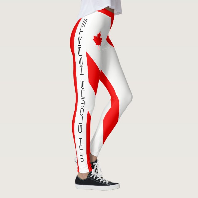 O Canada I Love You (With Glowing Hearts) Leggings (Right)