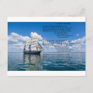 O' Captain, My Captain by: Walt Whitman Postcard