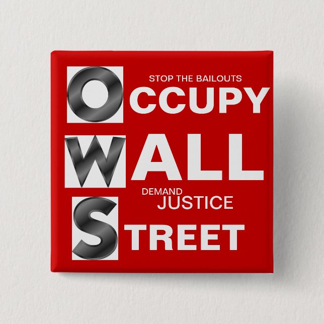 O CCUPY W ALL S TREET 15 CM SQUARE BADGE (Front)