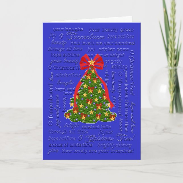 O Christmas Tree card, O Tannenbaum carol, lyrics Holiday Card (Front)