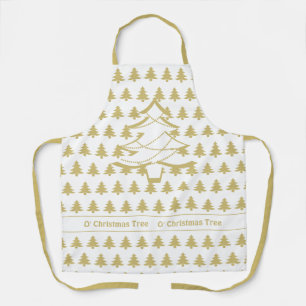 O' Christmas Tree Gold/White Iconic Pattern Apron