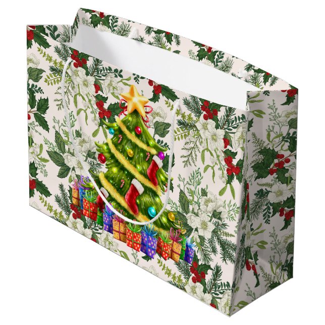 O Christmas Tree Large Gift Bag (Back Angled)