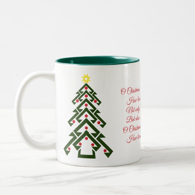 O Christmas Tree Lyrics Holiday Coffee Mug (Left)