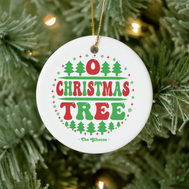 "O Christmas Tree" Personalised Holiday Photo Ceramic Ornament (Tree)