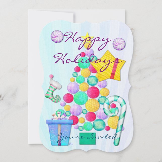 O Christmas Whimsey Folk Art Invitation (Front)