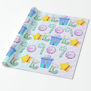 O Christmas Whimsey Folk Art Wrapping Paper