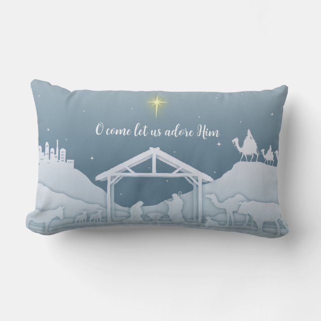 O Come Let Us Adore Him Accent Pillow (Front)