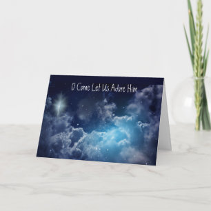 O Come Let Us Adore Him Jesus Christmas  Holiday Card