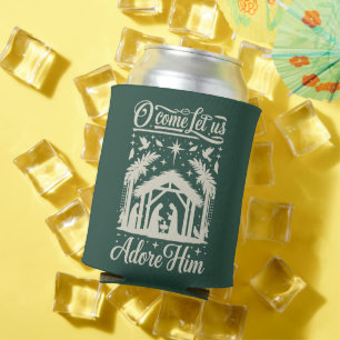 O Come Let Us Adore Him Nativity Scene Christian  Can Cooler