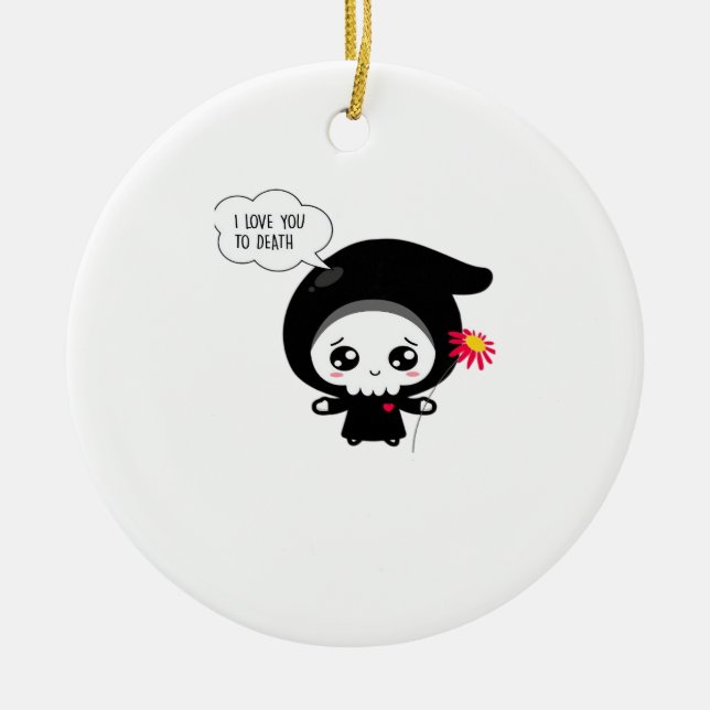 o Death - Funny Valentines Day Classic Ceramic Ornament (Front)