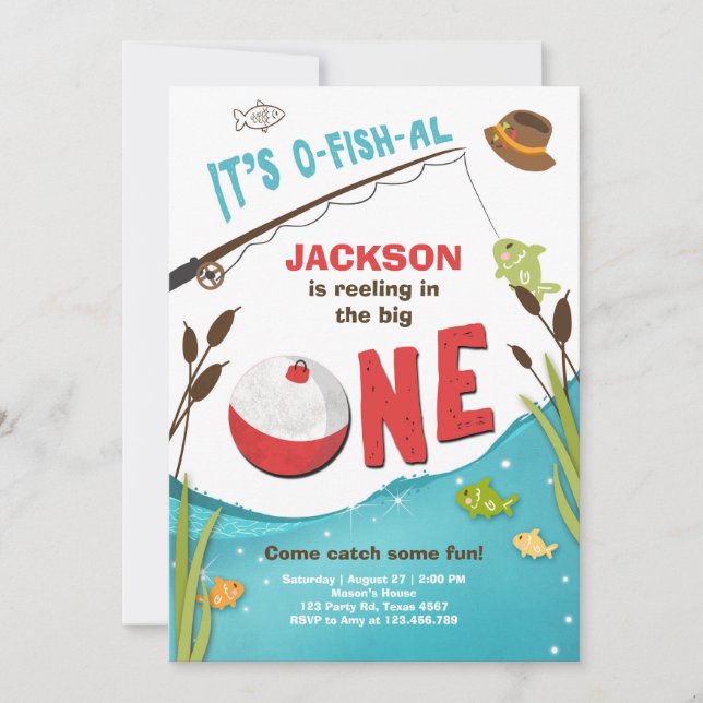 o-fish-al Fishing Birthday Invitation The big one (Front)