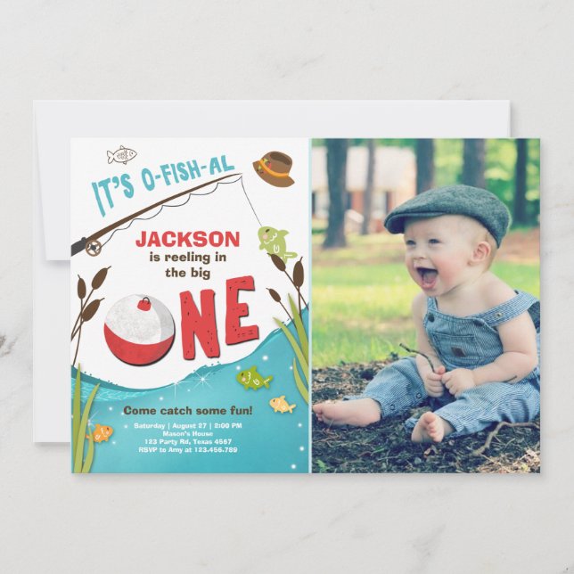 o-fish-al Fishing Birthday Invitation The big one (Front)