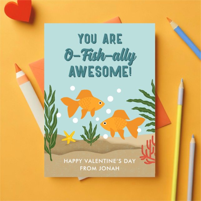 O-Fish-Ally Awesome Fish Valentine’s Day Classroom Holiday Card (Creator Uploaded)