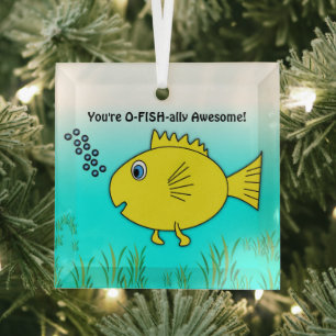 O-Fish-ally Awesome Swimming Cartoon Fish Glass Tree Decoration