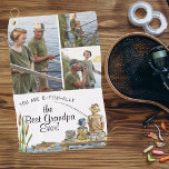 O-Fish-Ally Best Grandpa | 3 Photo Fishing Towel<br><div class="desc">Featuring a charming watercolor fishing scene of a little boy with his dad or grandfather fishing on the dock. Add three of your own photos as well. The perfect birthday, or father's day gift for any man who loves cool fishing gadgets and gear! Easily personalise this design with your own...</div>