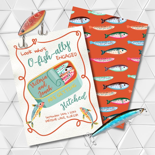 O-fish-ally Engaged Funky Sardine Save the Date Invitation (Creator Uploaded)