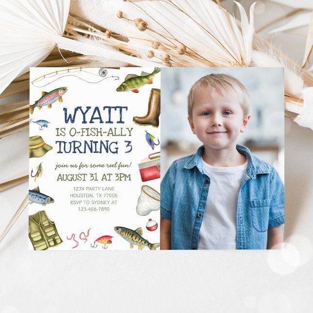 O-Fish-Ally Fishing Birthday Photo Invitation (Creator Uploaded)