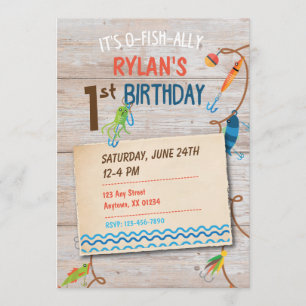 O-Fish-ally Fishing Boys First Birthday Invitation