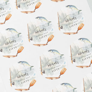 O-Fish-Ally Fishing Themed Birthday Party Classic Round Sticker