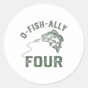 O-fish-ally Four Birthday Decorations 4th Birthday Classic Round Sticker