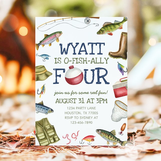 O-Fish-Ally Four Fishing 4th Birthday Invitation (Creator Uploaded)