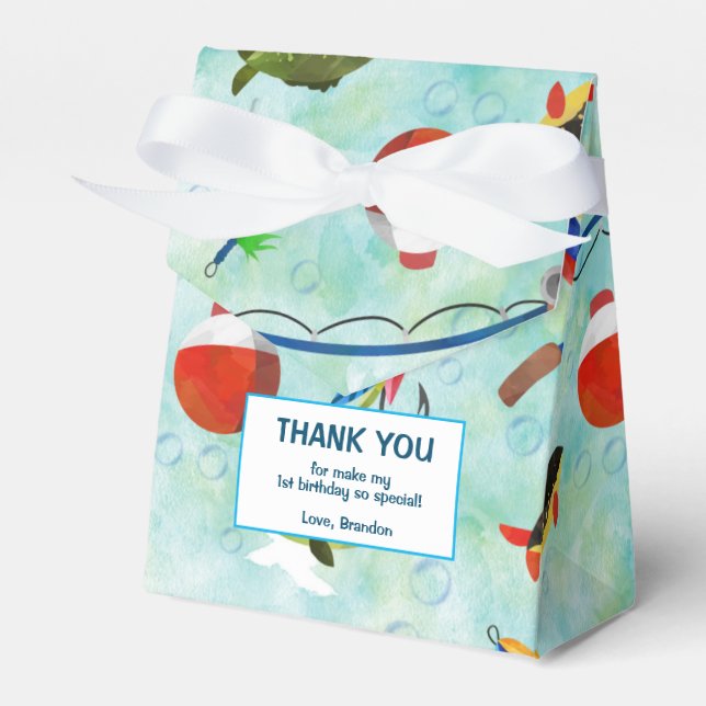O-fish-ally gone fishing little fisherman birthday favour box (Front Side)