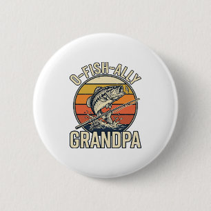 O-Fish-Ally Grandpa Fishing Vintage Shirt Design_1 6 Cm Round Badge