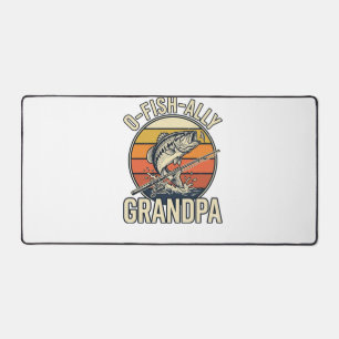 O-Fish-Ally Grandpa Fishing Vintage Shirt Design_1 Desk Mat