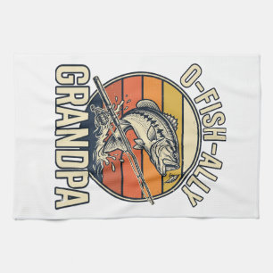 O-Fish-Ally Grandpa Fishing Vintage Shirt Design_1 Tea Towel