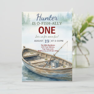 O-fish-Ally, Little Fisherman, 1st  Birthday Party Invitation