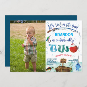 o-fish-ally, Little Fisherman 2nd Birthday photo Invitation