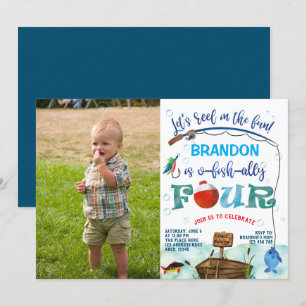 o-fish-ally, Little Fisherman 4th Birthday photo Invitation