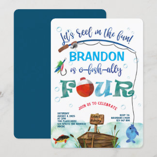 O-fish-Ally, Little Fisherman, Fishing 4th birthd Invitation