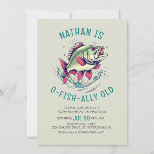 O-fish-ally Old Fishing Adult Birthday Invitation