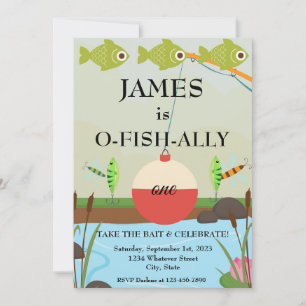 O-Fish-Ally One 1st Birthday Party Invitation