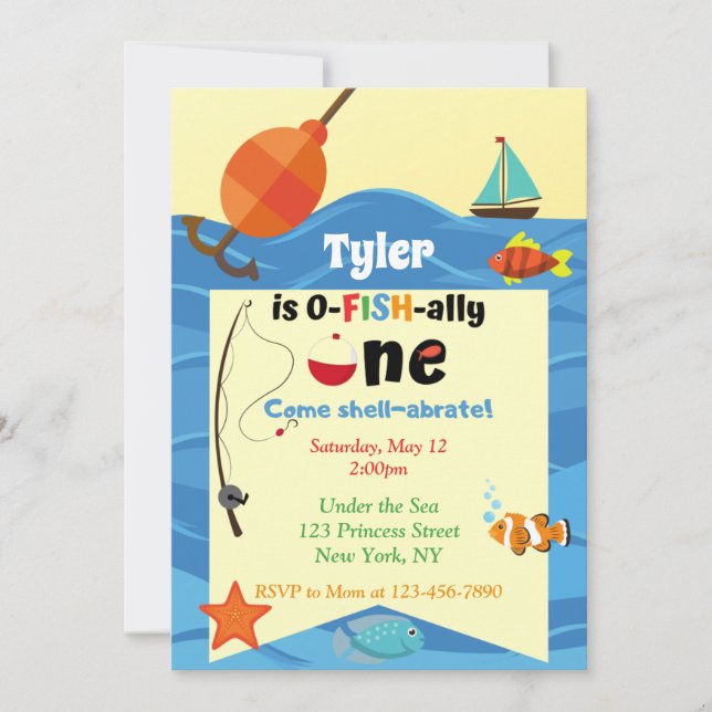 O-Fish-ally One Birthday Invitation (Front)