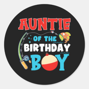 O Fish Ally One Birthday Outfit Auntie Of The Birt Classic Round Sticker