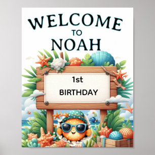 O-fish-ally One Birthday Party Poster
