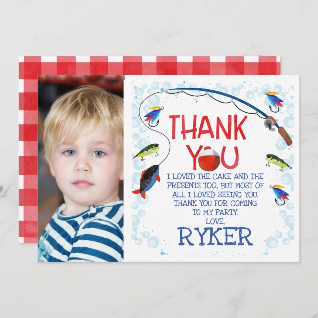 O-fish-ally one birthday thank you card (Front/Back)