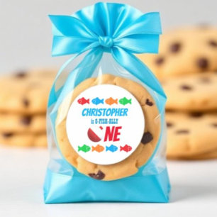 O-Fish-Ally One Fishing 1st Birthday Classic Round Sticker